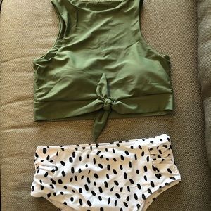 High-waisted cropped tankini